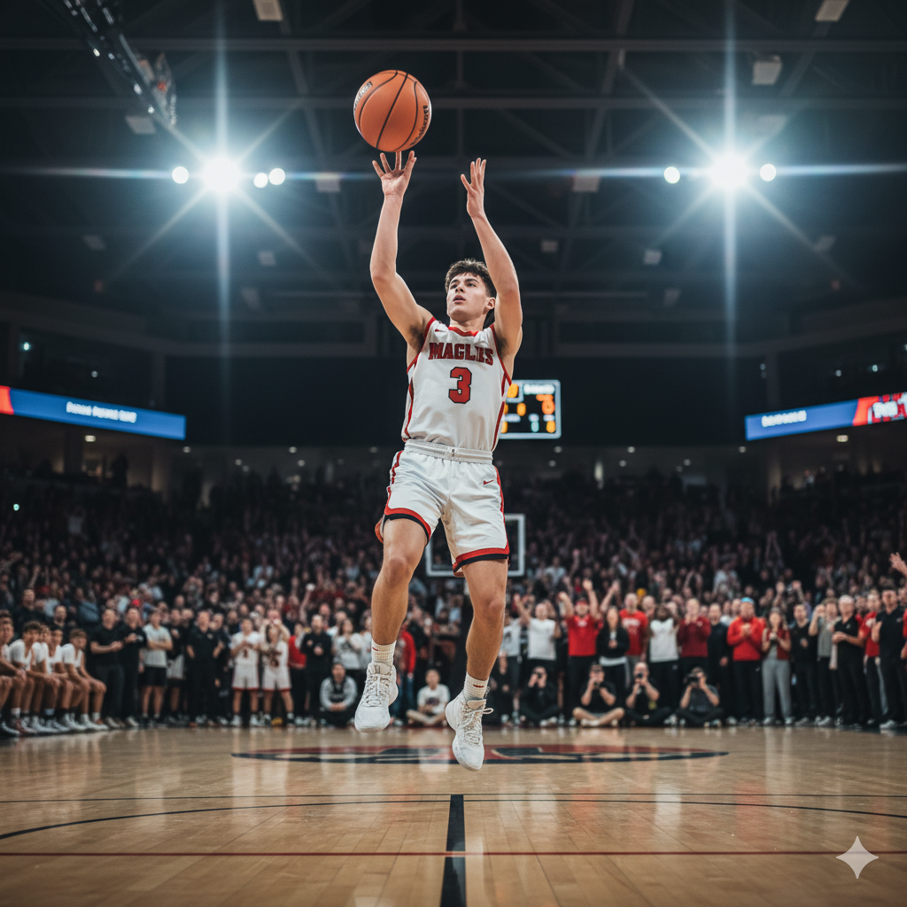 High school basketball action shot